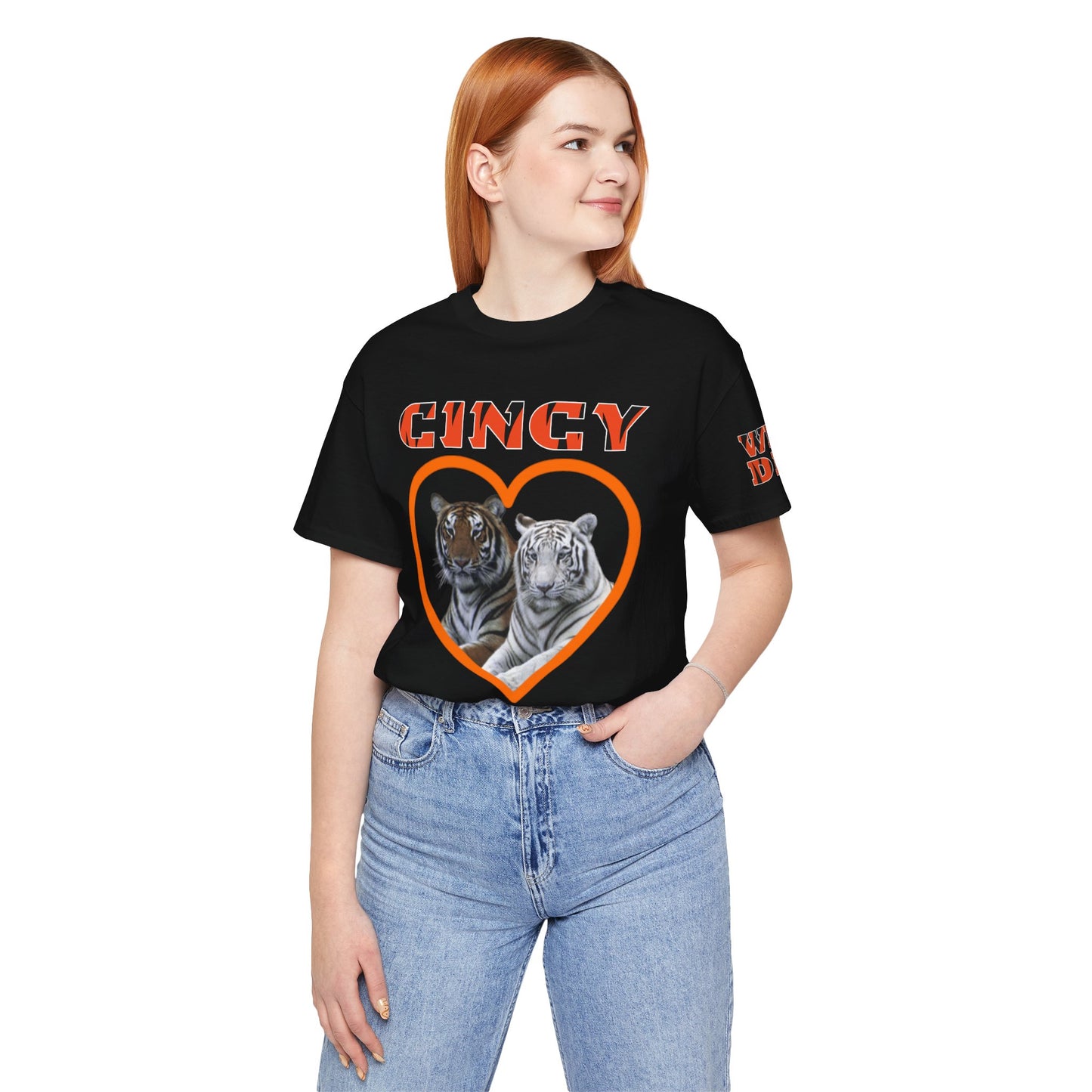 Cincy Cat Lover Unisex Tee - Bold Orange Animal Print Shirt