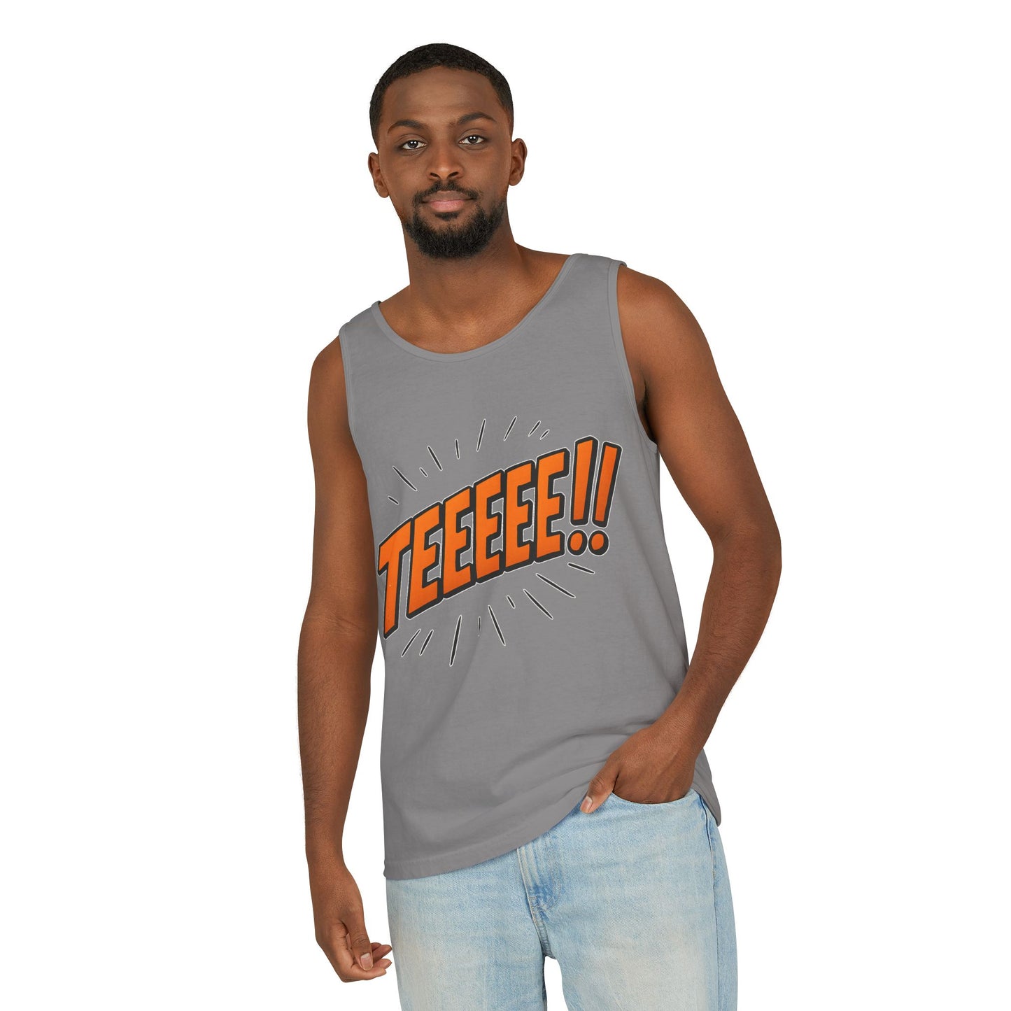 - TEEEE!! -Fun Graphic Tank Top Summer Essential, Unisex Apparel, Beachwear, Gift Idea, Festival Outfit
