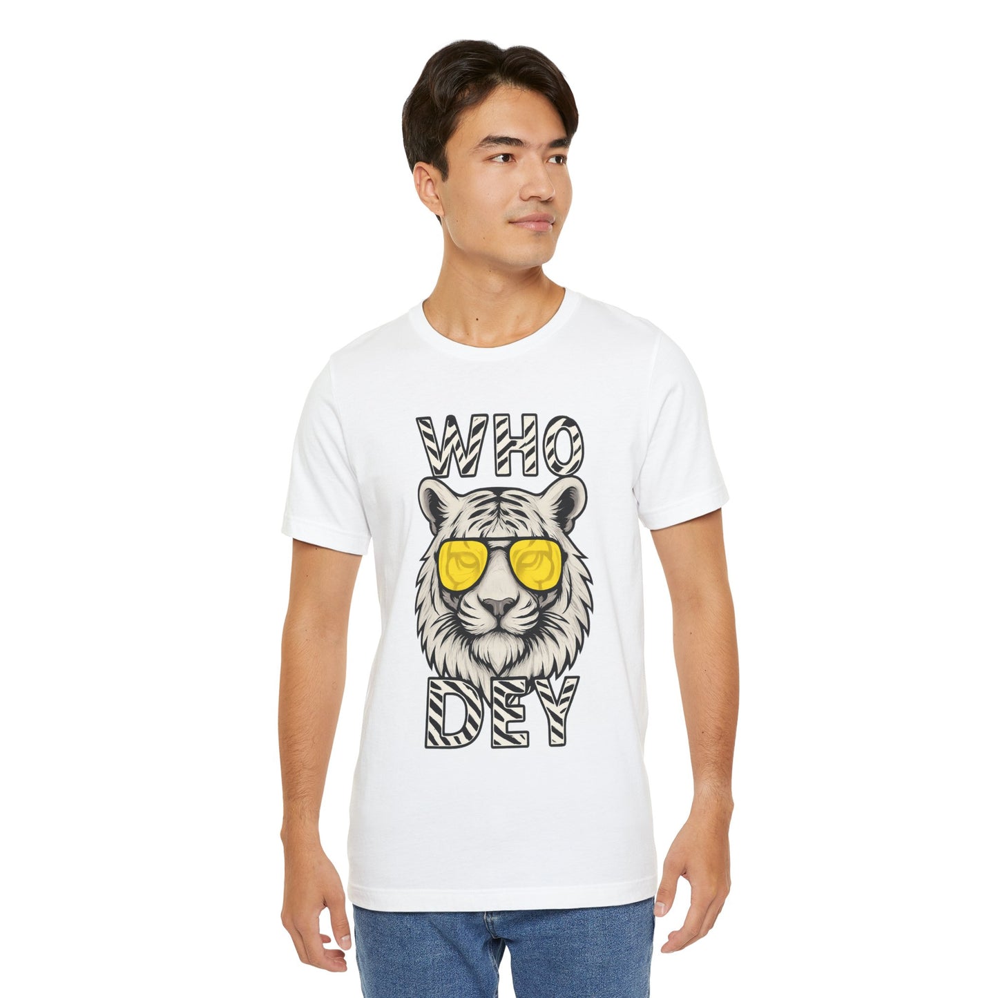 WhiteOut Bengal Tiger Graphic Who Dey Tee