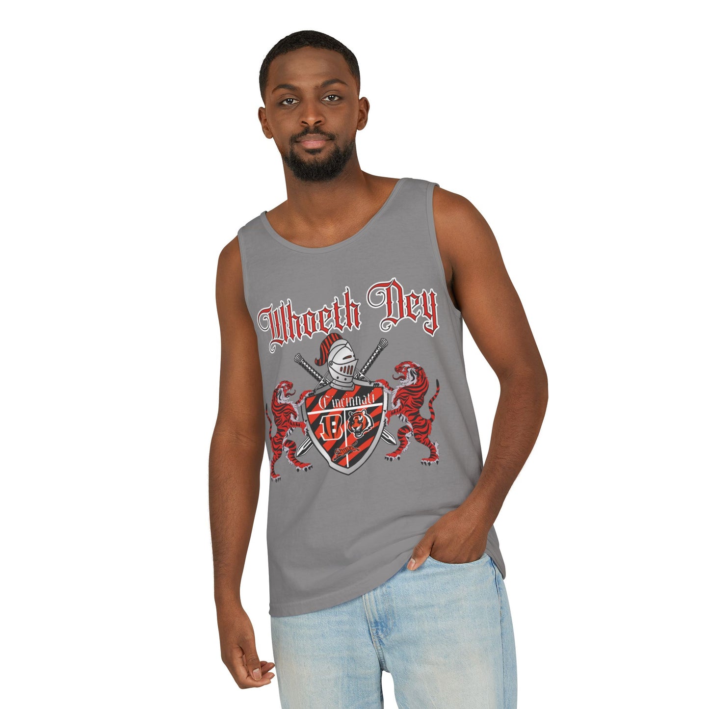 Whoeth Dey Unisex Garment-Dyed Tank Top, Casual Summer Wear, Gift for Sports Fans, Outdoor Events, Festivals, Unisex Tee