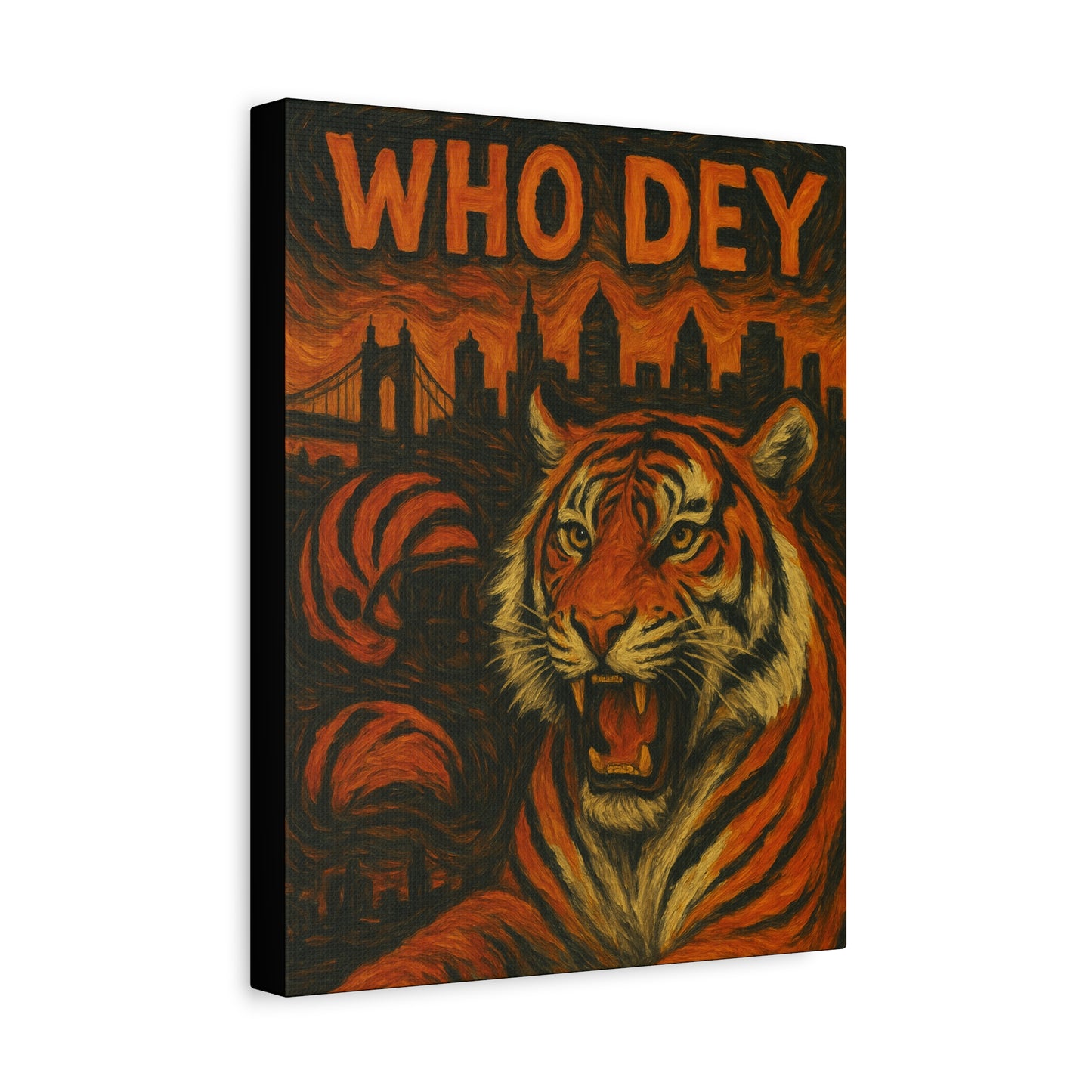 WhoDey Tiger Art Canvas Print, Urban Decor, Animal Wall Art, Home Office Decor, Gift for Animal Lovers