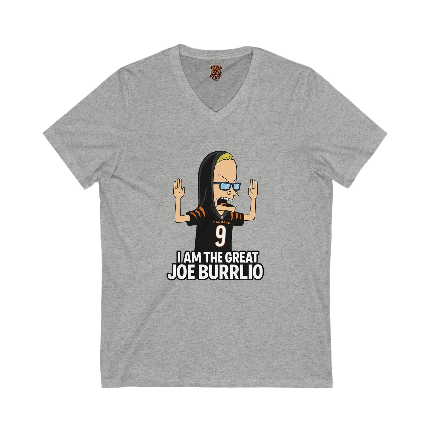 V-Neck Tee, Uni-Sex Graphic Shirt, Joe Burrow Inspired T-Shirt, Gift for NFL Fans, Unisex Short Sleeve Top