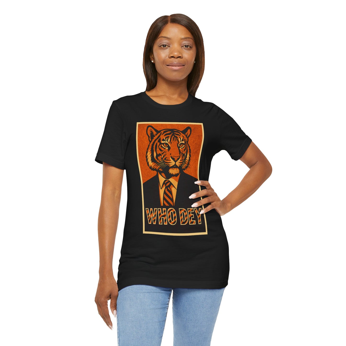HopeTiger Graphic Tee for Game Day, Casual Wear, Statement Shirt, Unisex Orange Top, Gift for Sports Fans, Who Dey Tee