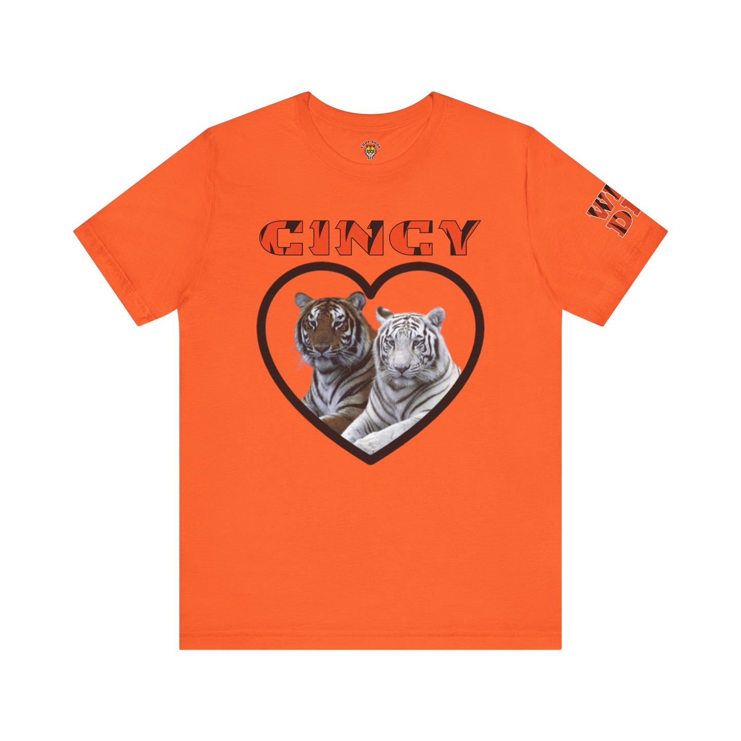 Cincy Cat Lover Unisex Tee - Bold Orange Animal Print Shirt