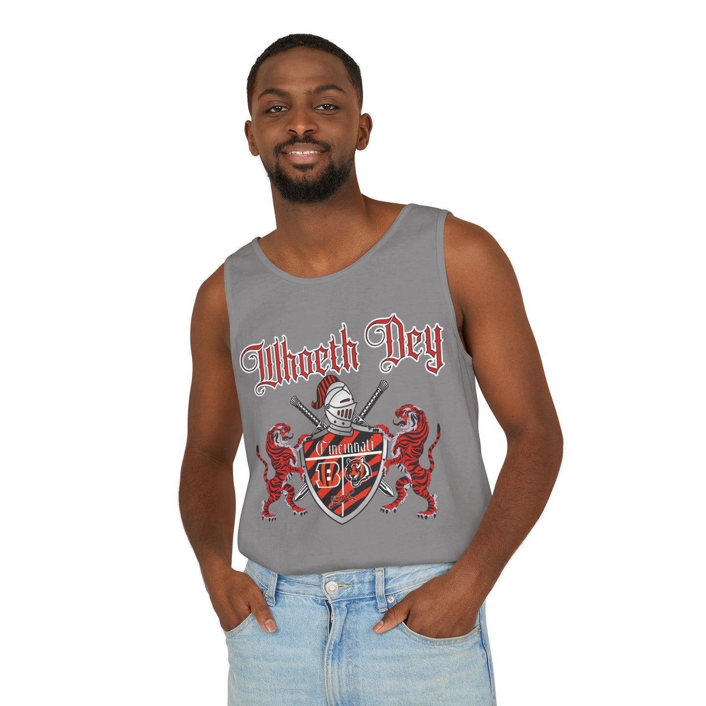 Whoeth Dey Unisex Garment-Dyed Tank Top, Casual Summer Wear, Gift for Sports Fans, Outdoor Events, Festivals, Unisex Tee
