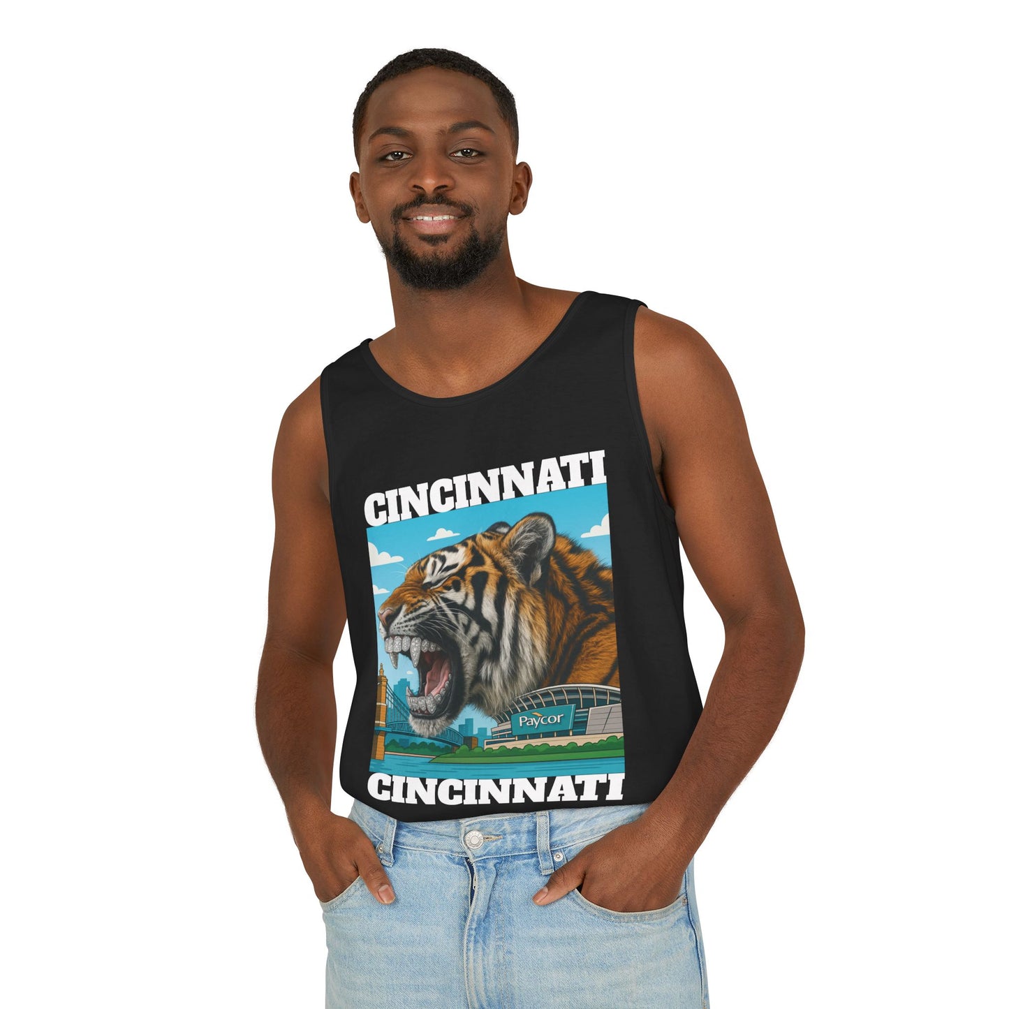 Roaring Tiger Grills Tank Top — Vintage-Look Wildlife Graphic Tank