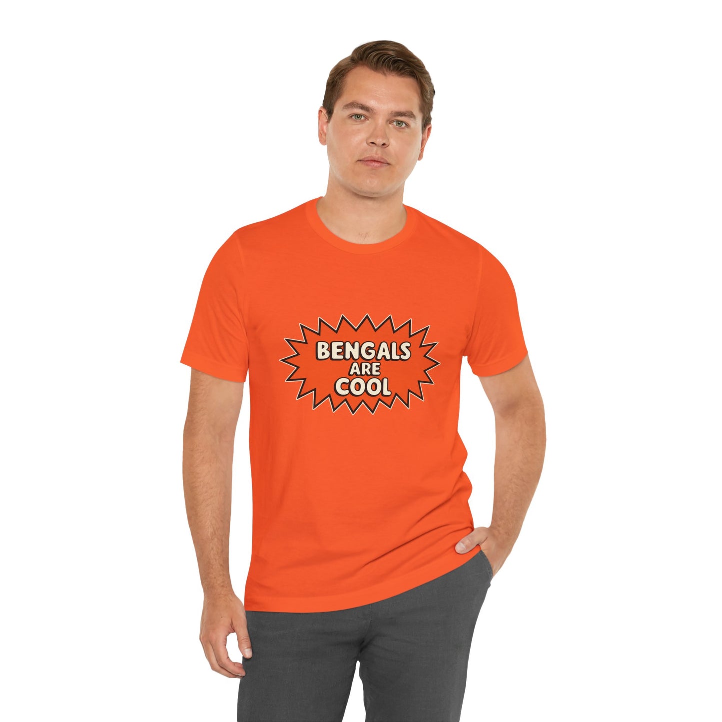 Bengals Are Cool T-Shirt, Vibrant Orange Tee, Casual Sports Shirt, Gift for Bengals Fans, Unisex Short Sleeve Top