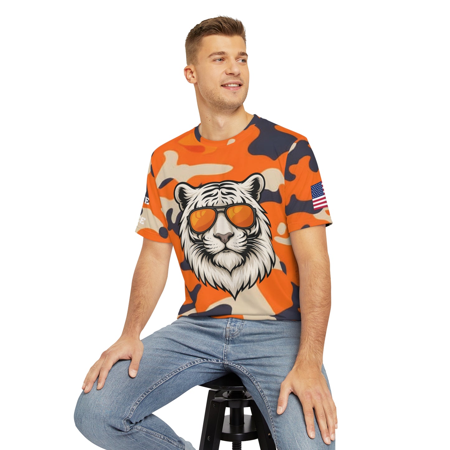 Salute to Service Orange Camo Tiger Polyester Tee - Bold & Trendy Casual Wear