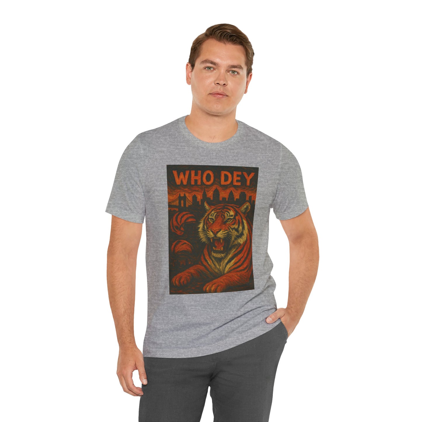 VanGogh style Tiger Graphic Tee – Who Dey, Unisex T-Shirt