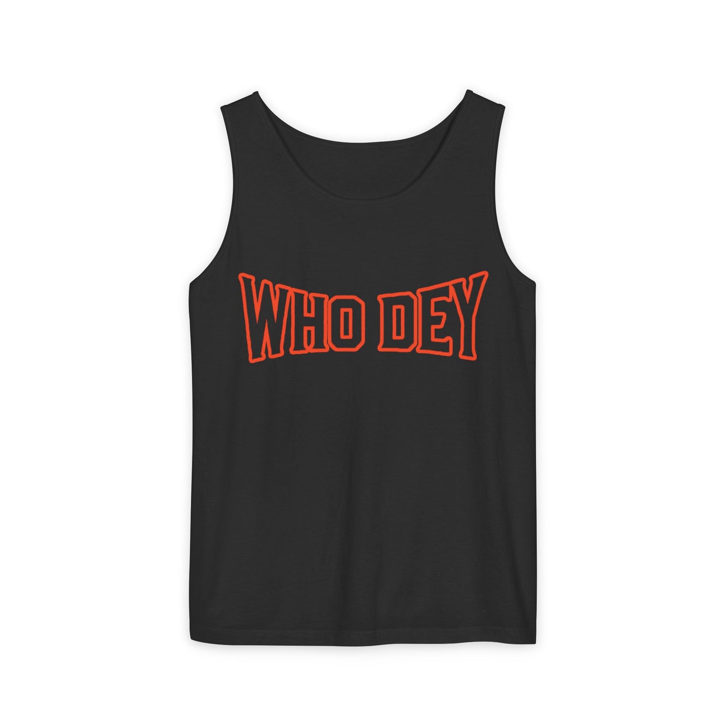 'WHO DEY' Garment-Dyed Tank Top with Design, Perfect for Game Days, Casual Wear, Summer Outfits, Sports Events, Gift for Fans