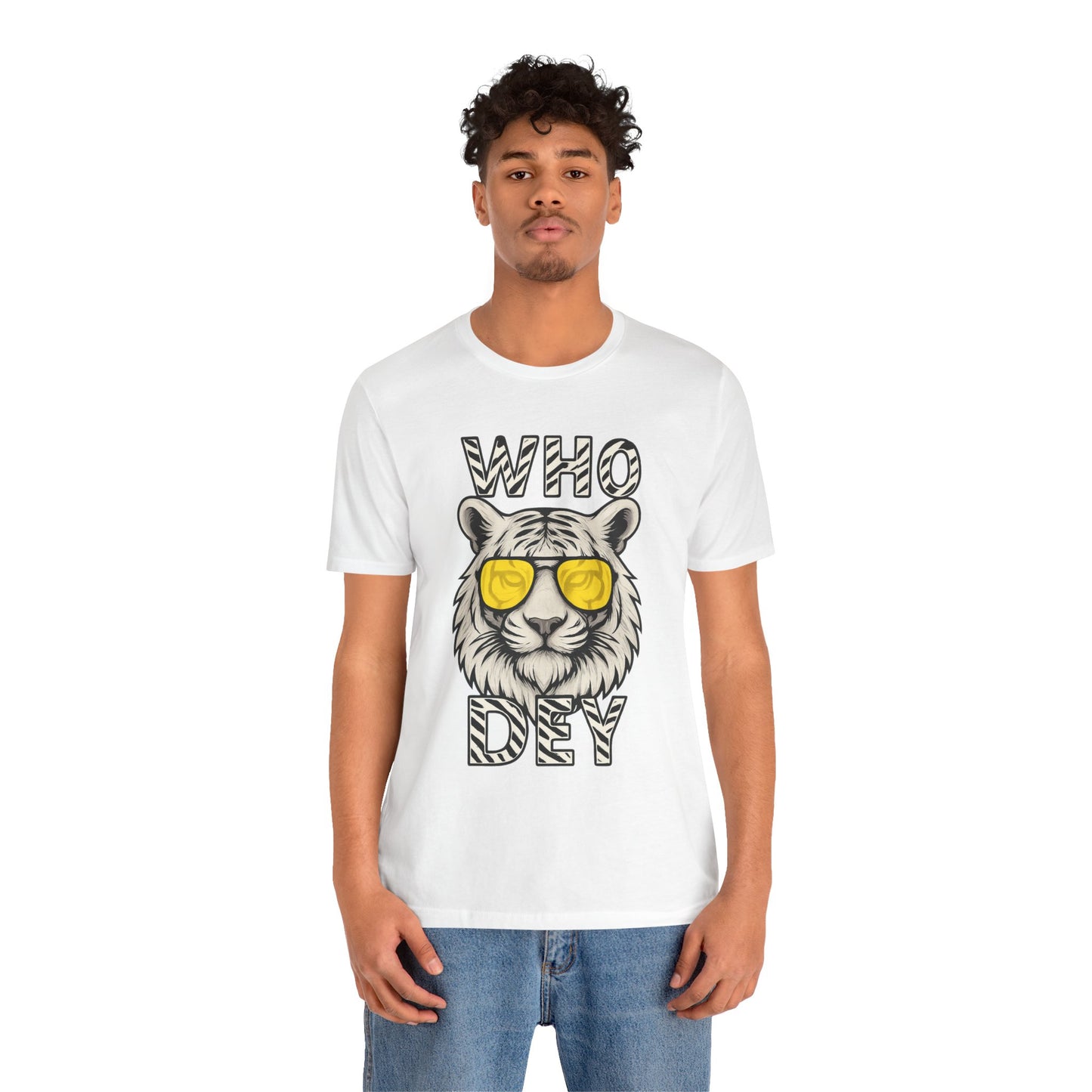 WhiteOut Bengal Tiger Graphic Who Dey Tee