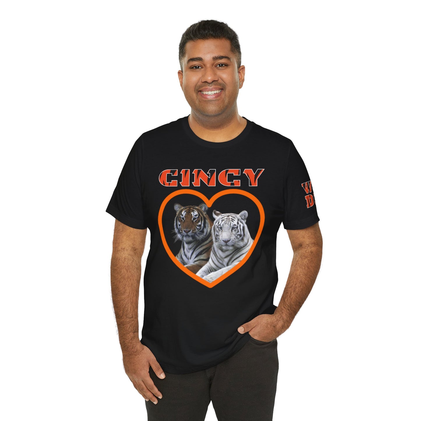 Cincy Cat Lover Unisex Tee - Bold Orange Animal Print Shirt