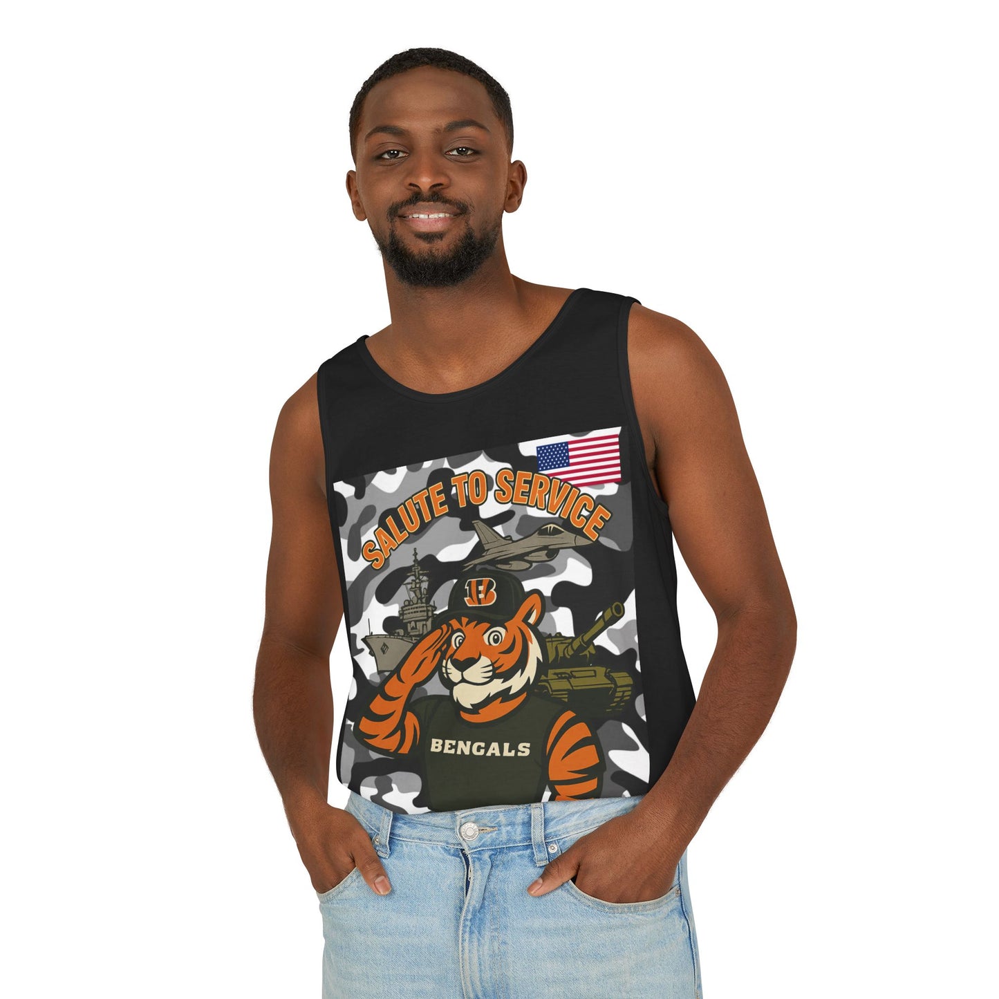 Salute to Service Tank Top - Military Tribute Apparel, Unisex Summer Wear, Sports Fan Gear, Outdoor BBQ Vintage Style