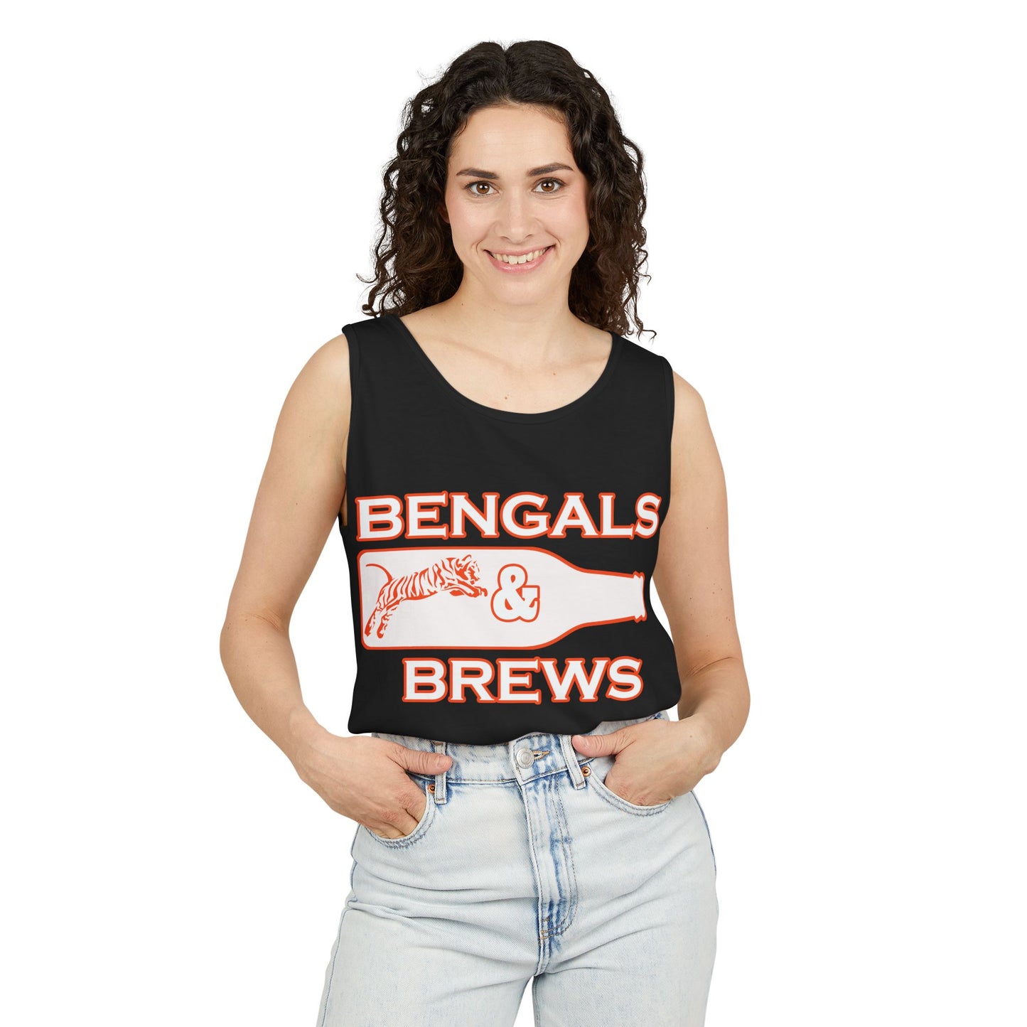 Bengals & Brews Tank Top, Unisex Sleeveless Shirt, Sports Fan Apparel, Game Day Wear, Summer Beach Top, College Party Outfit