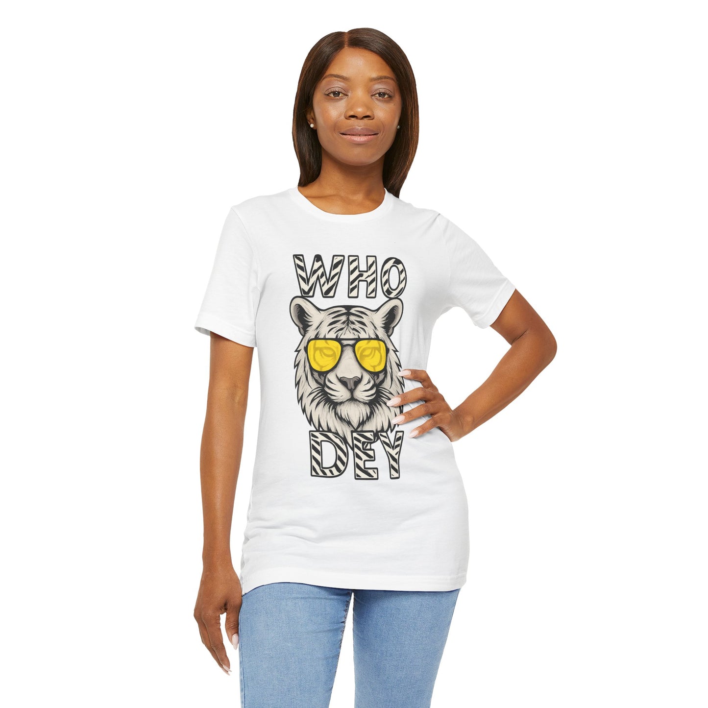 WhiteOut Bengal Tiger Graphic Who Dey Tee