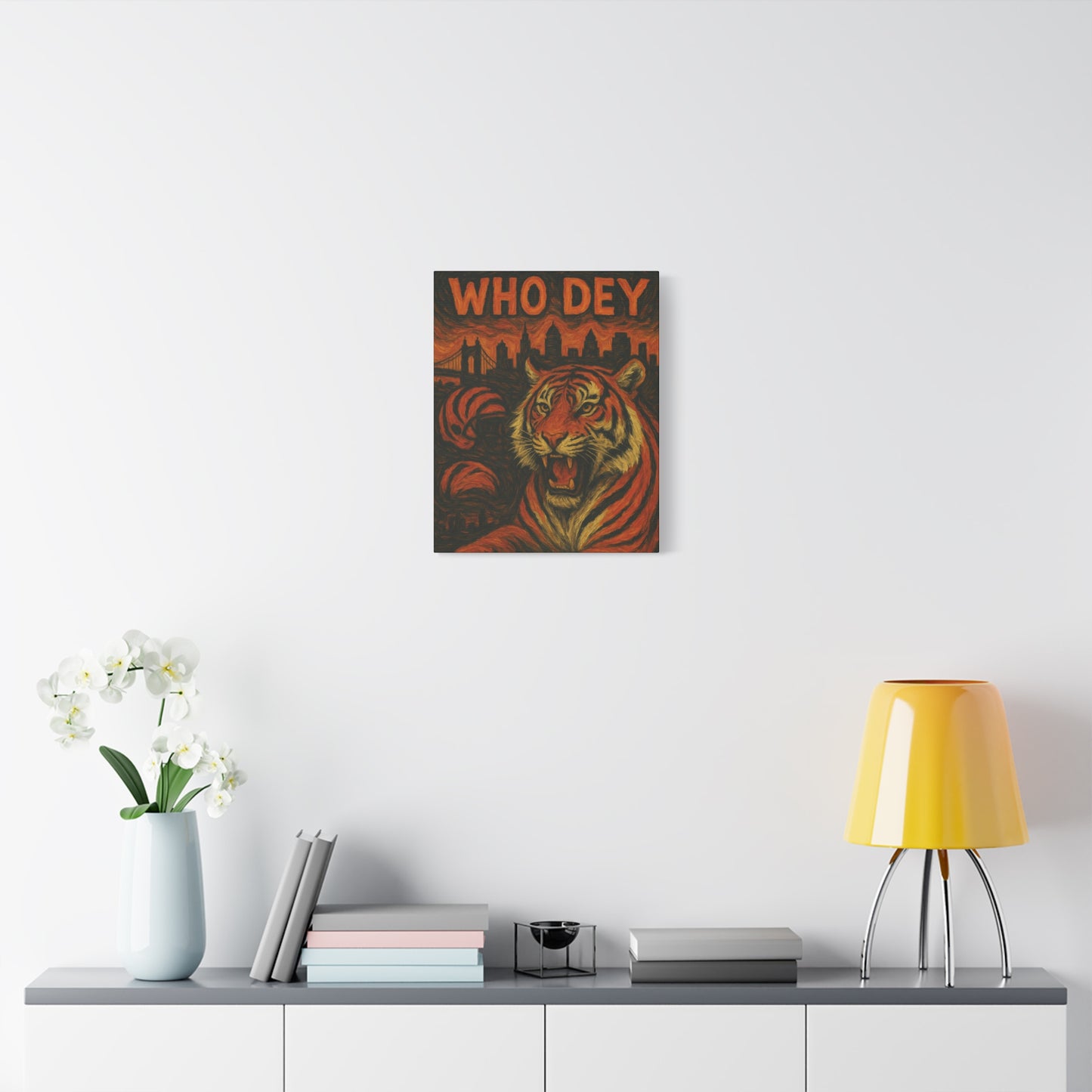WhoDey Tiger Art Canvas Print, Urban Decor, Animal Wall Art, Home Office Decor, Gift for Animal Lovers