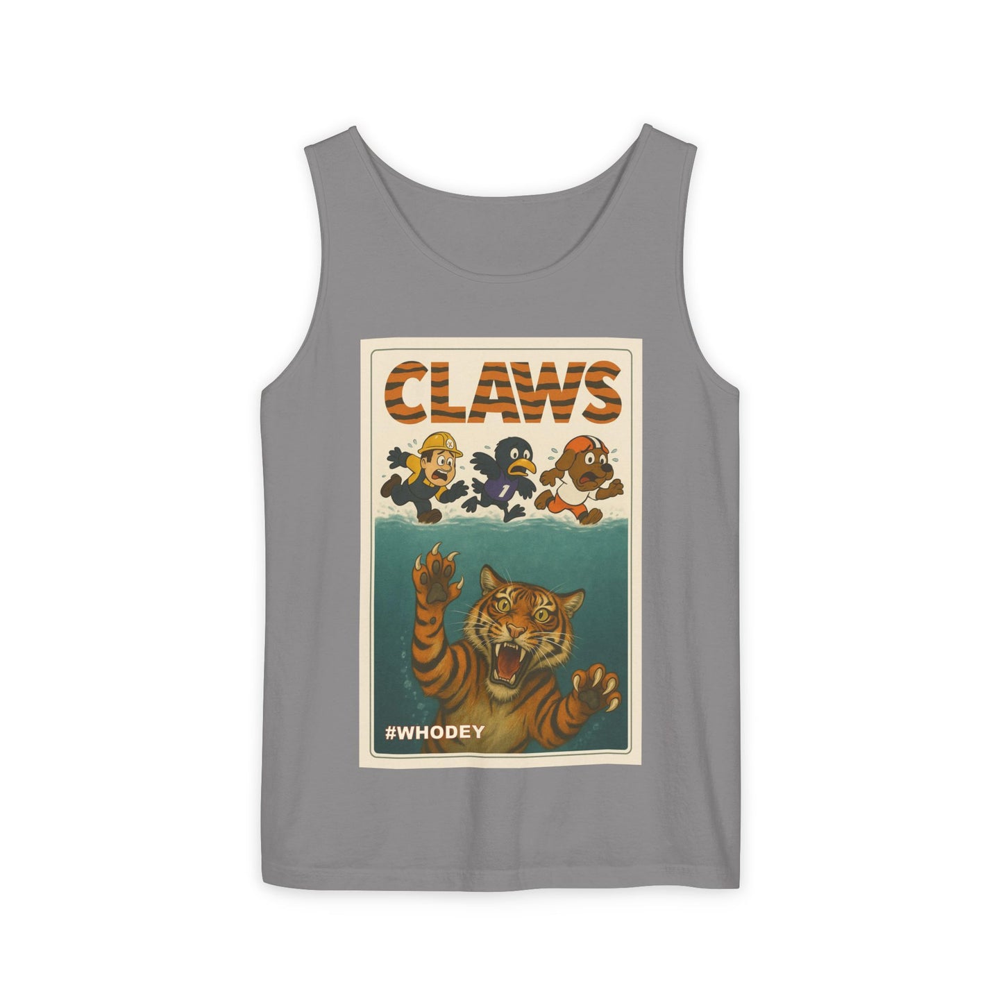 Claws Unisex Garment-Dyed Tank Top, Retro Graphic Tank, Summer Beachwear, Funny Gift for Animal Lovers, Unique Casual Wear