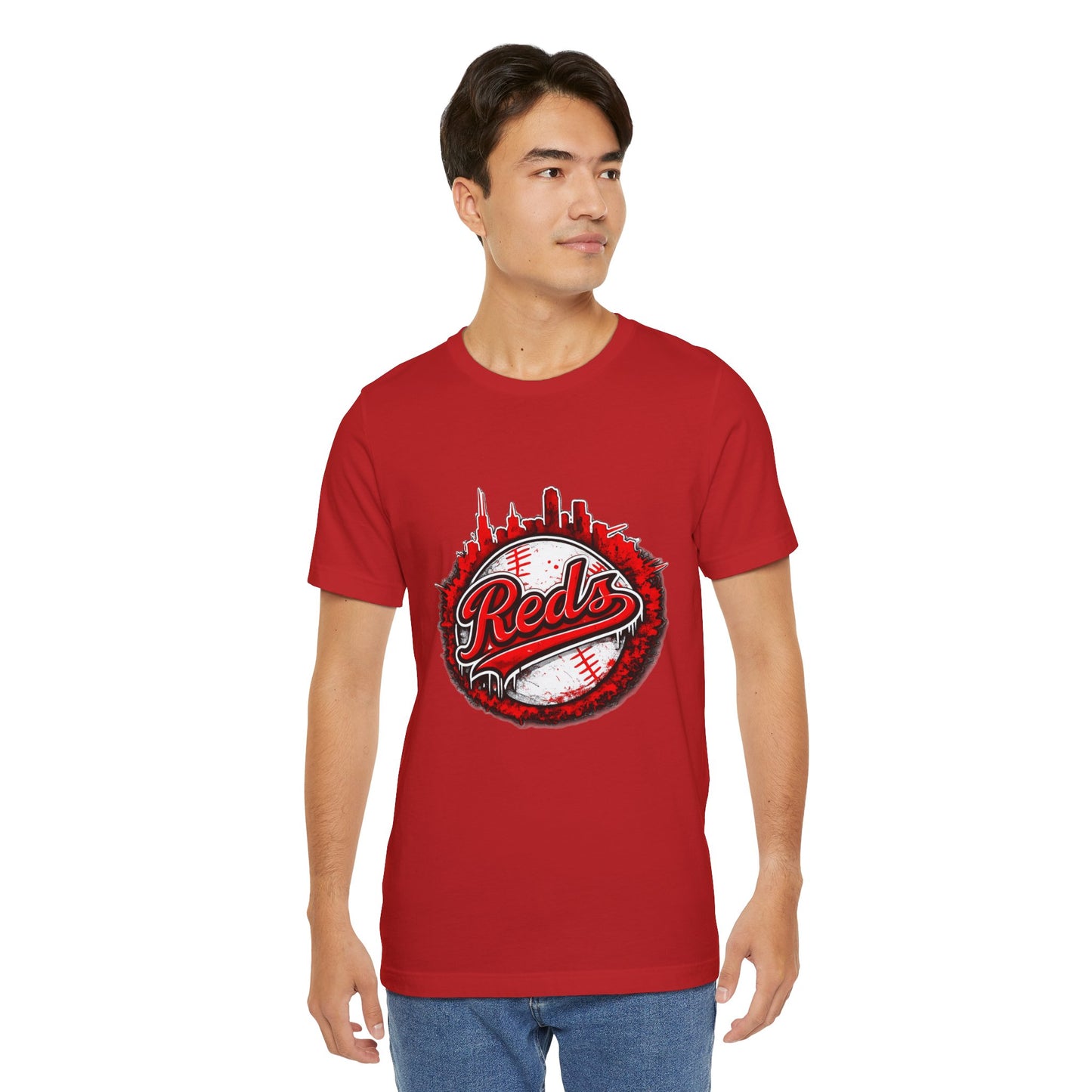 Reds Baseball Graphic Tee — City Skyline Baseball Design