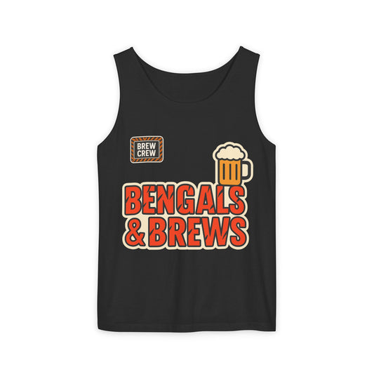 Bengals & Brews Tank Top | Unisex Garment-Dyed Sportswear, Beer Lover Gift, Game Day Apparel, Summer Party Top, Casual Wear