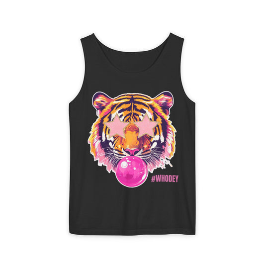 Star eye Bubble blowing Tiger Graphic Tank Top - Unisex Summer Wear, Casual Tee, Festival Attire, Beach Outfit, Gift for Animal Lovers