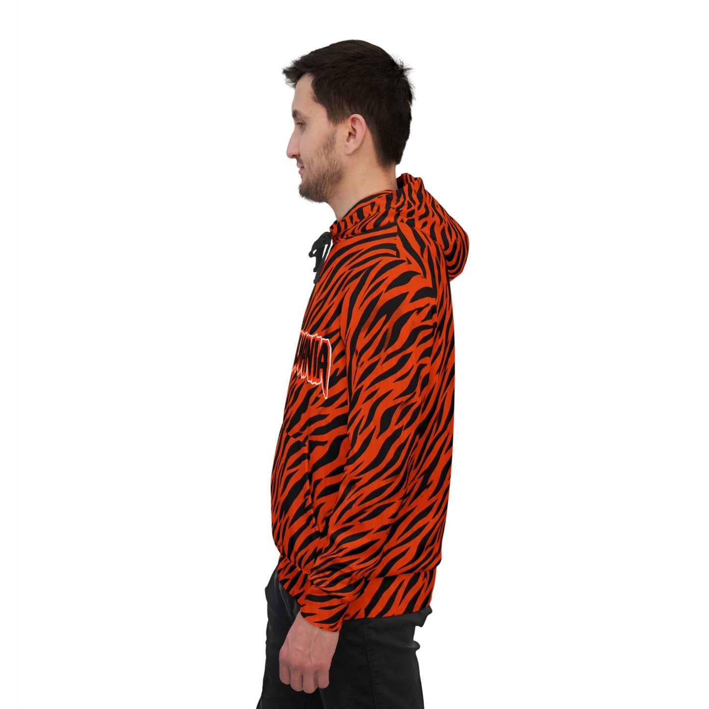 Bengal Mania Athletic Hoodie — Orange Tiger Stripe All-Over Print