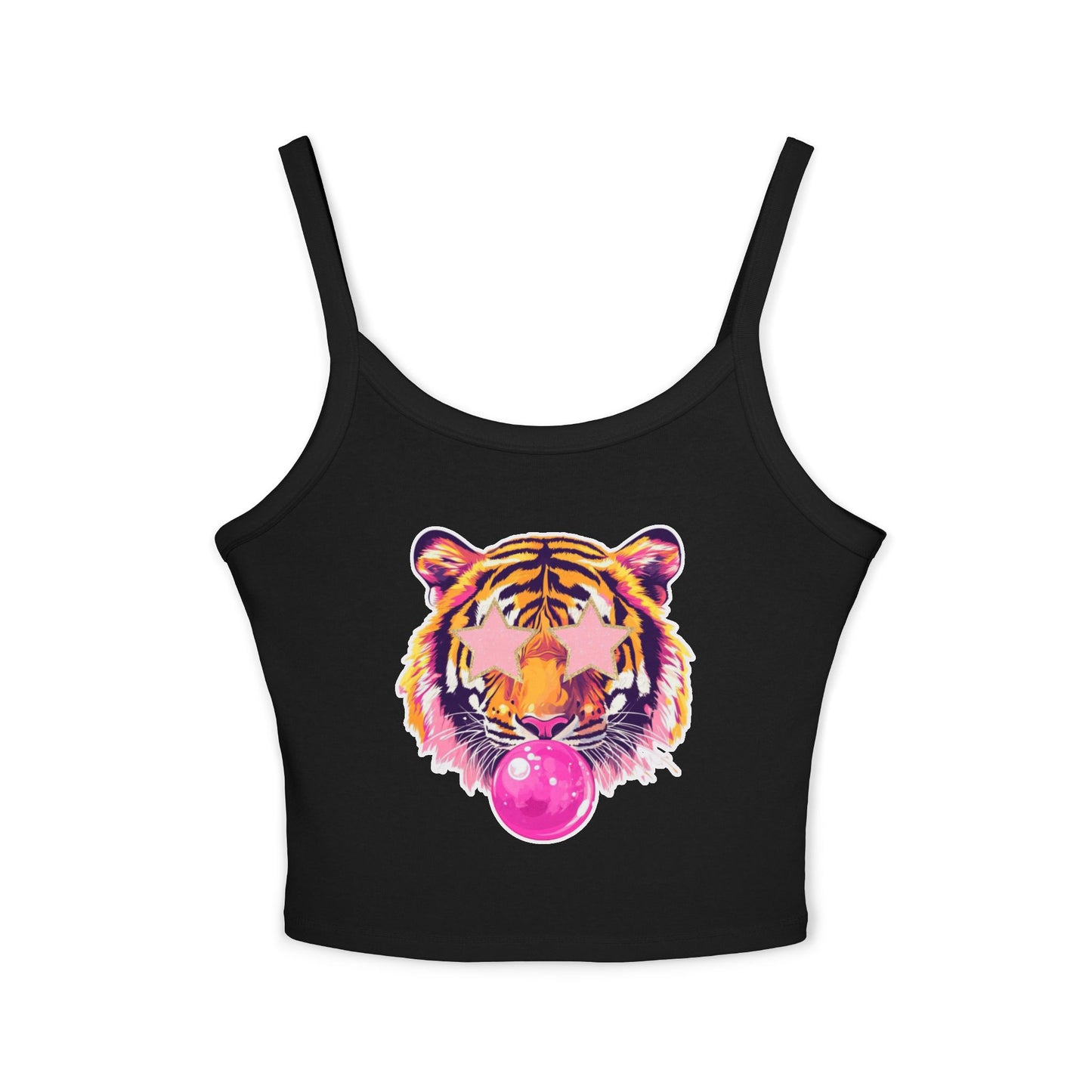 Bubble blowing Fierce Tiger Graphic Tank Top | Women's Spaghetti Strap | Cool Summer Apparel | Trendy Gift | Animal Lover Top | Festival Fashion | [...]