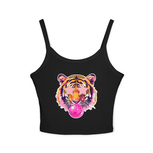 Bubble blowing Fierce Tiger Graphic Tank Top | Women's Spaghetti Strap | Cool Summer Apparel | Trendy Gift | Animal Lover Top | Festival Fashion | [...]