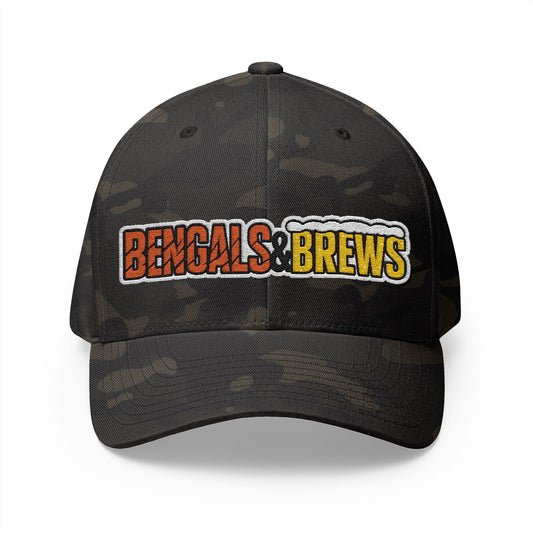 Embroidered Bengals and Brews Podcast Flex Fit Hat
