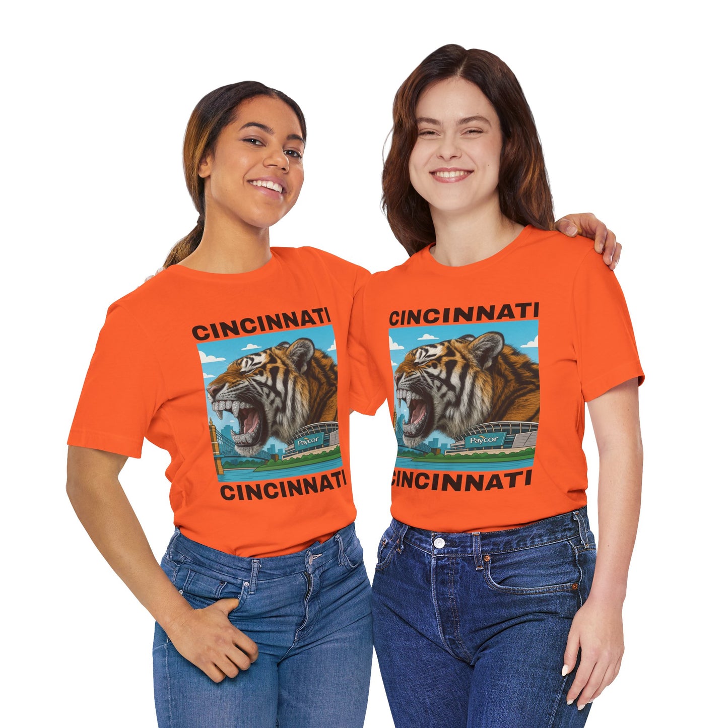 Iced Out Grillz Cincinnati Tiger Graphic T‑Shirt – Roaring City Skyline Tee