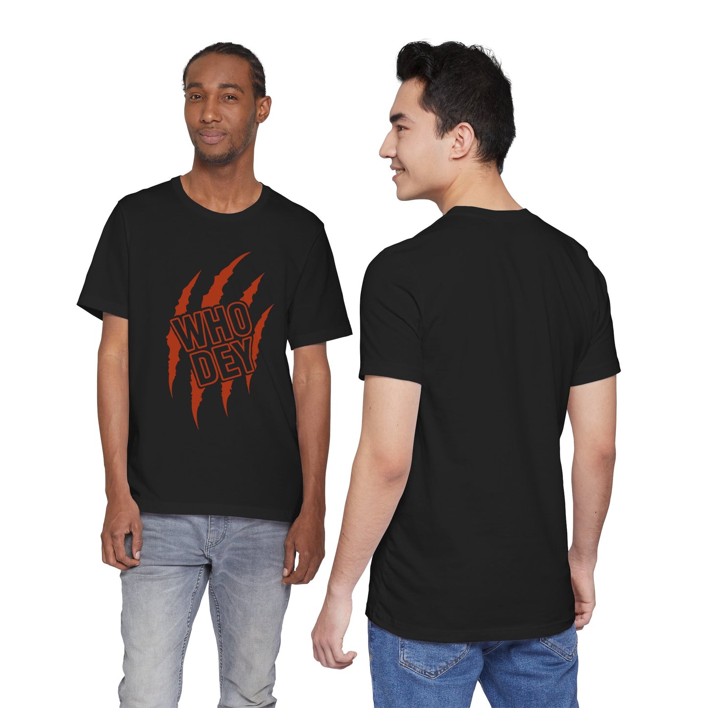 White/Orange/Black Who Dey Claw T-Shirt — Bengals Fan Graphic Tee
