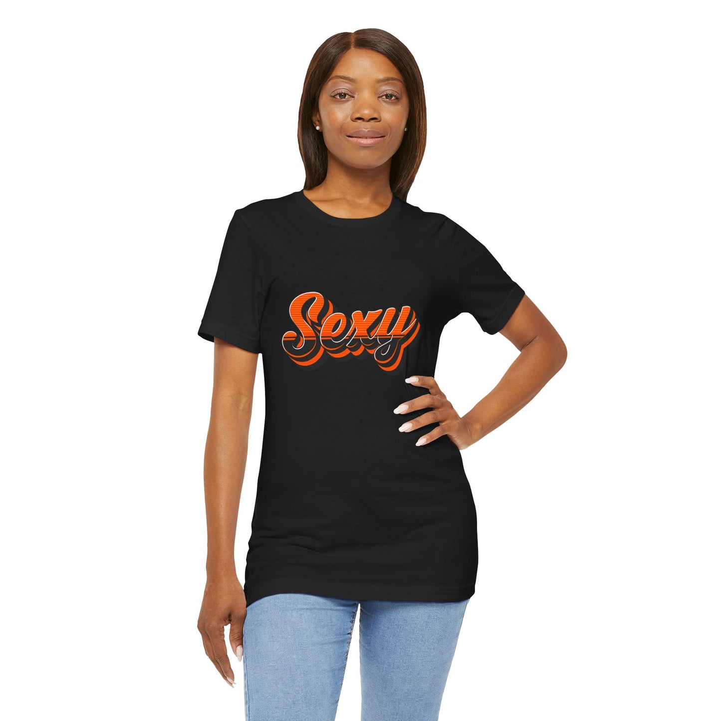 Sexy Dexy Retro Script Tee — Vintage Orange Layered Lettering T-Shirt