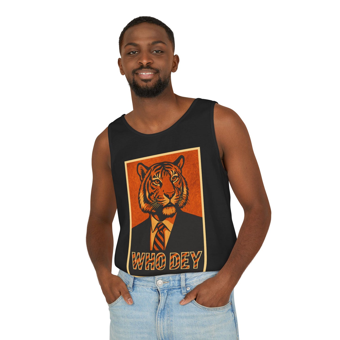 Who Dey Tiger Unisex Tank Top | Fun Apparel for Game Day, Sports Events, Summer Gatherings, Tailgating, Gift for Fans