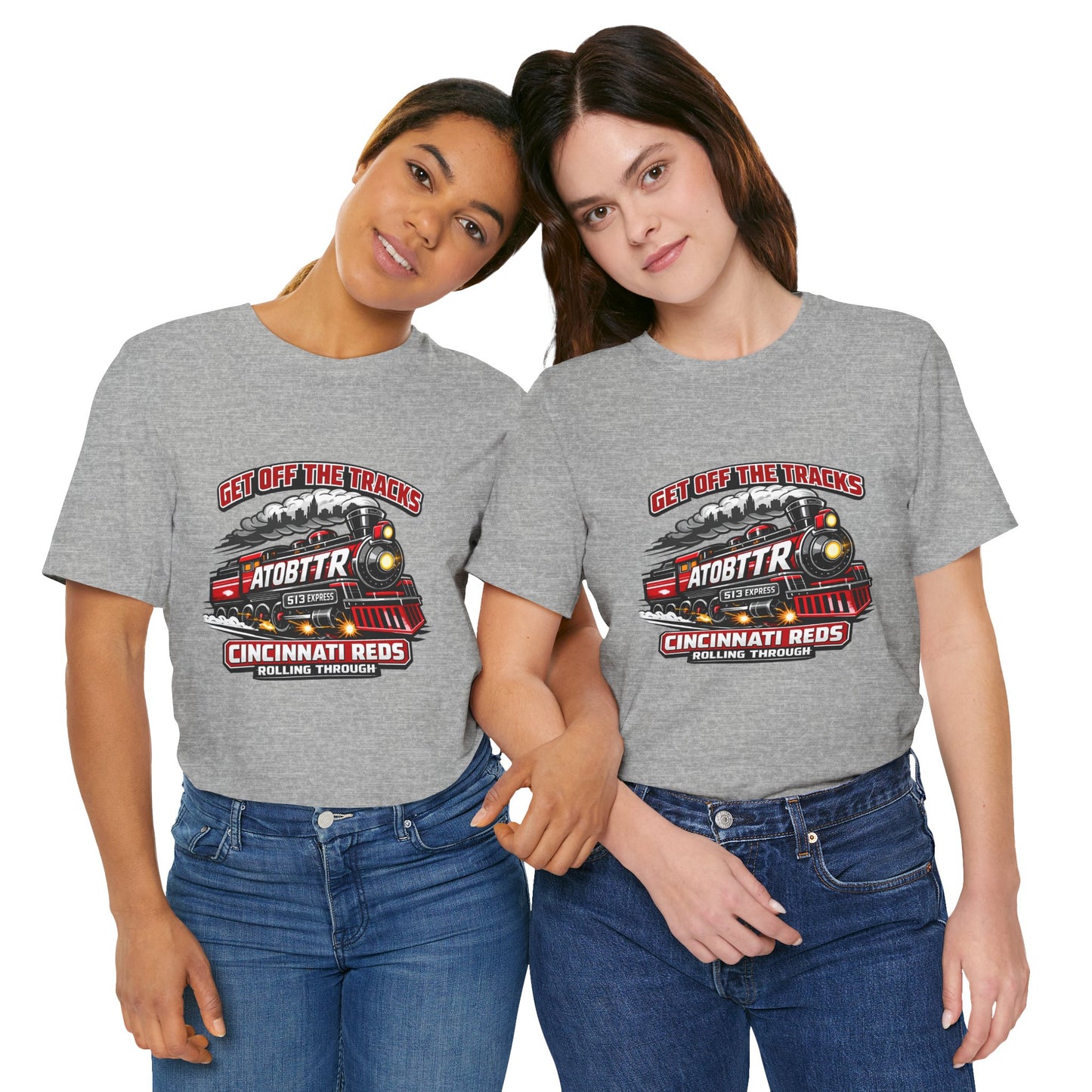 Cincinnati Reds Vintage Train "GET OFF THE TRACKS" Tee — Baseball Fan Shirt