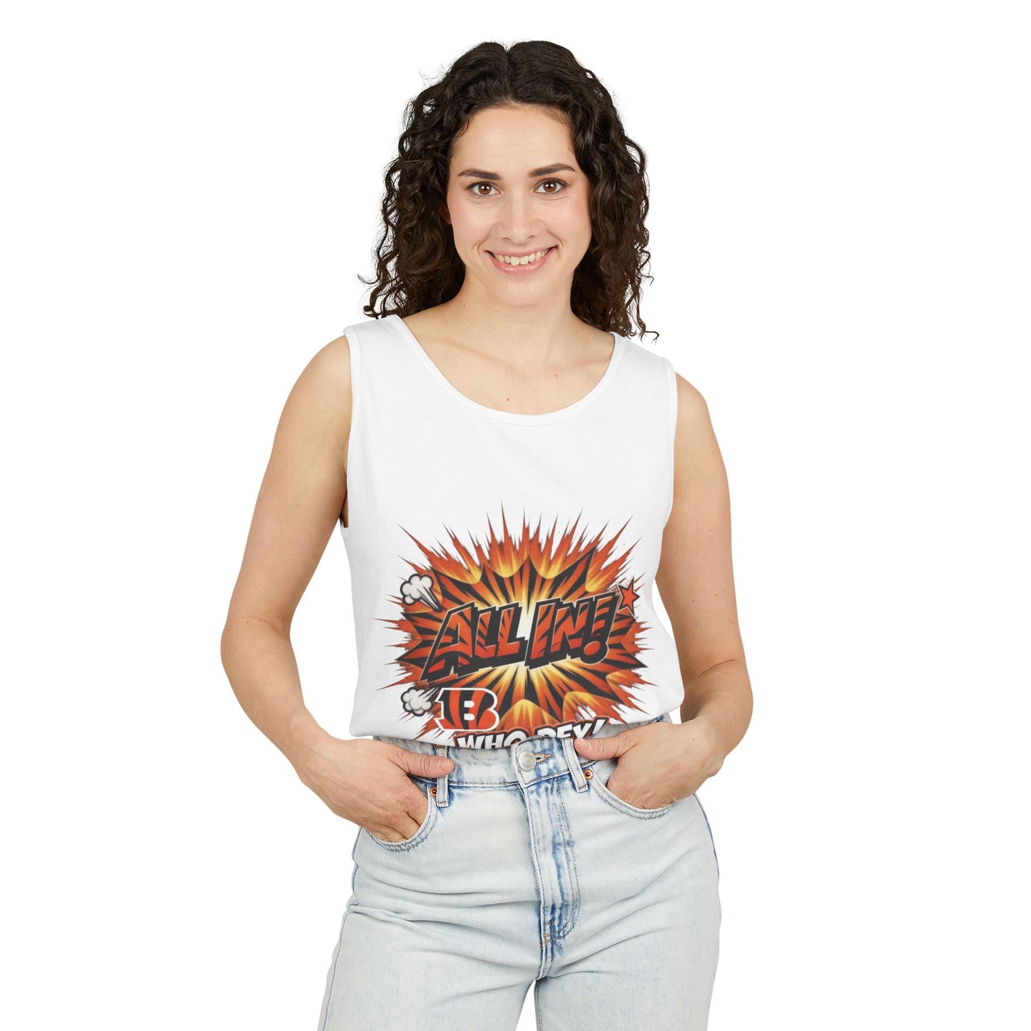 All In! Who Dey Bengals Tank Top — Football Fan Graphic Tank
