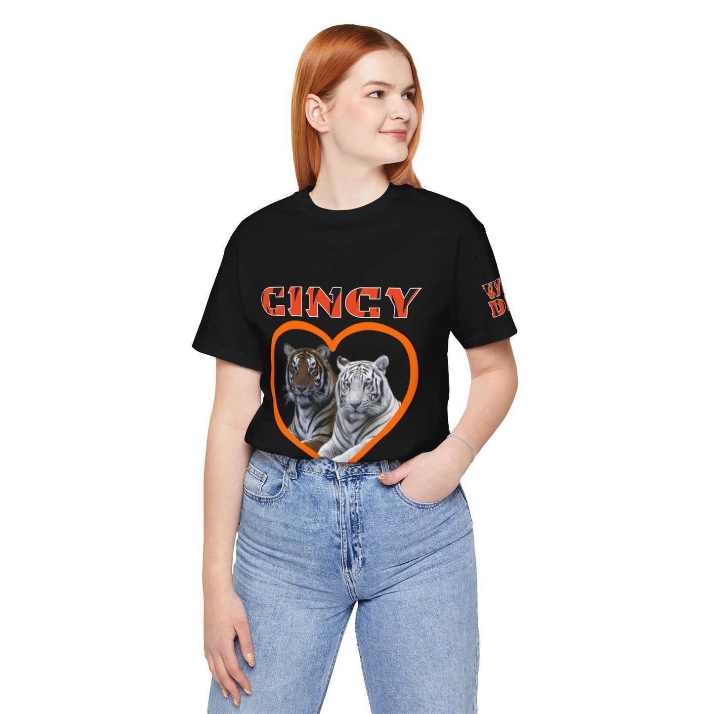 Cincy Cat Lover Unisex Tee - Bold Orange Animal Print Shirt