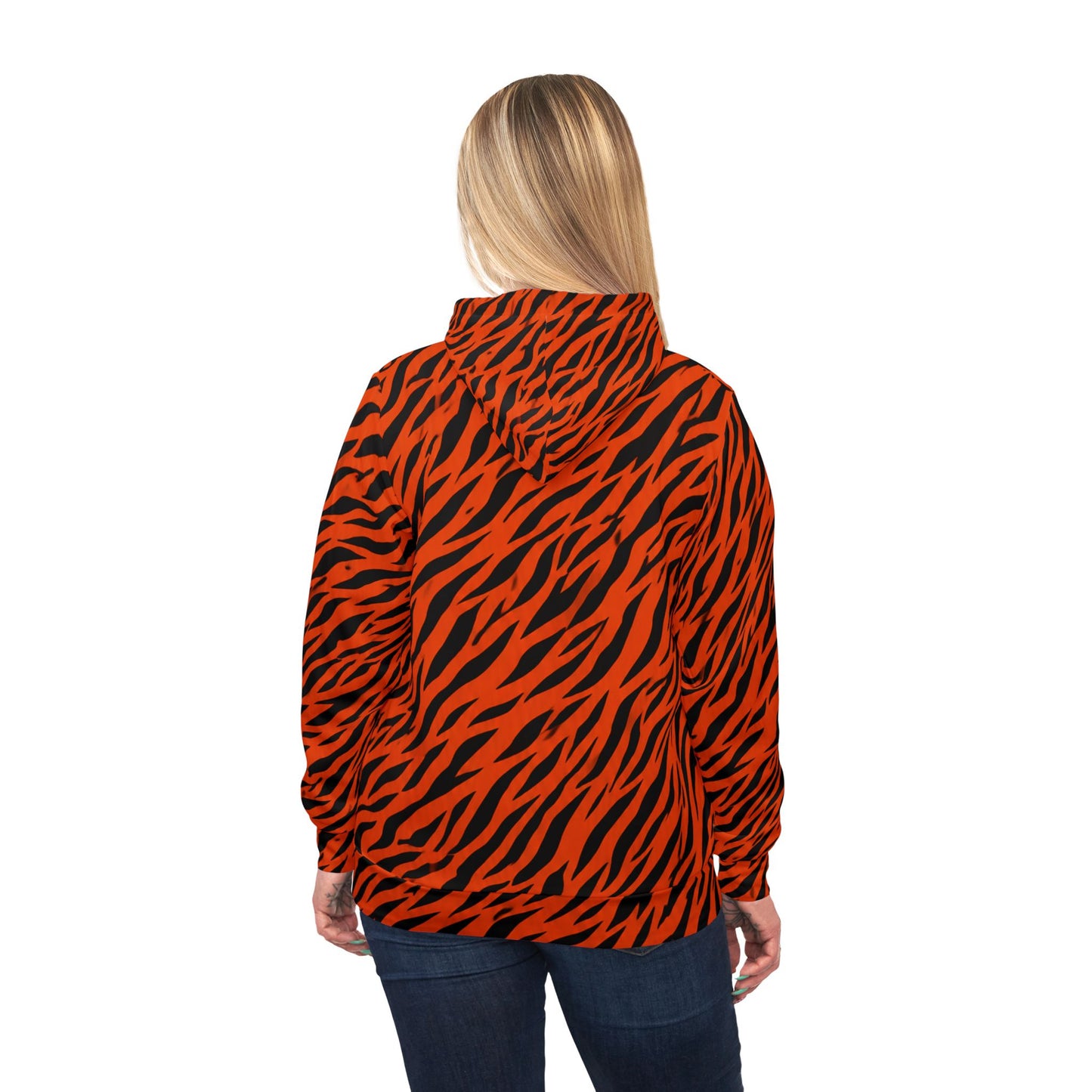 Bengal Mania Athletic Hoodie — Orange Tiger Stripe All-Over Print