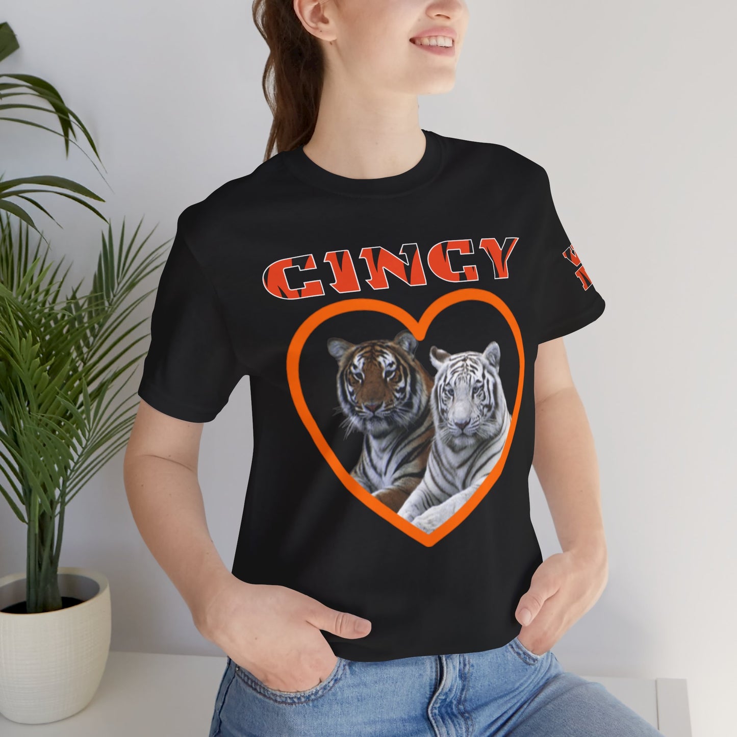 Cincy Cat Lover Unisex Tee - Bold Orange Animal Print Shirt