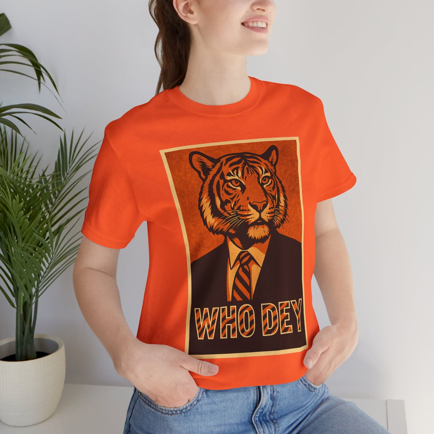 HopeTiger Graphic Tee for Game Day, Casual Wear, Statement Shirt, Unisex Orange Top, Gift for Sports Fans, Who Dey Tee