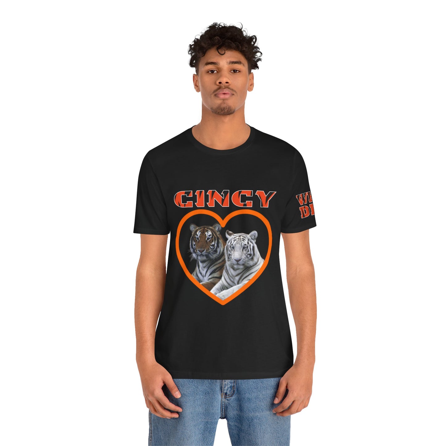 Cincy Cat Lover Unisex Tee - Bold Orange Animal Print Shirt