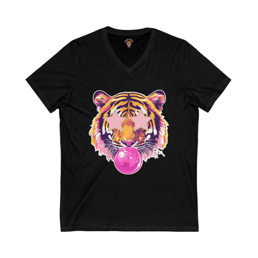 Womens Tiger V-Neck Tee for Bold Animal Lovers