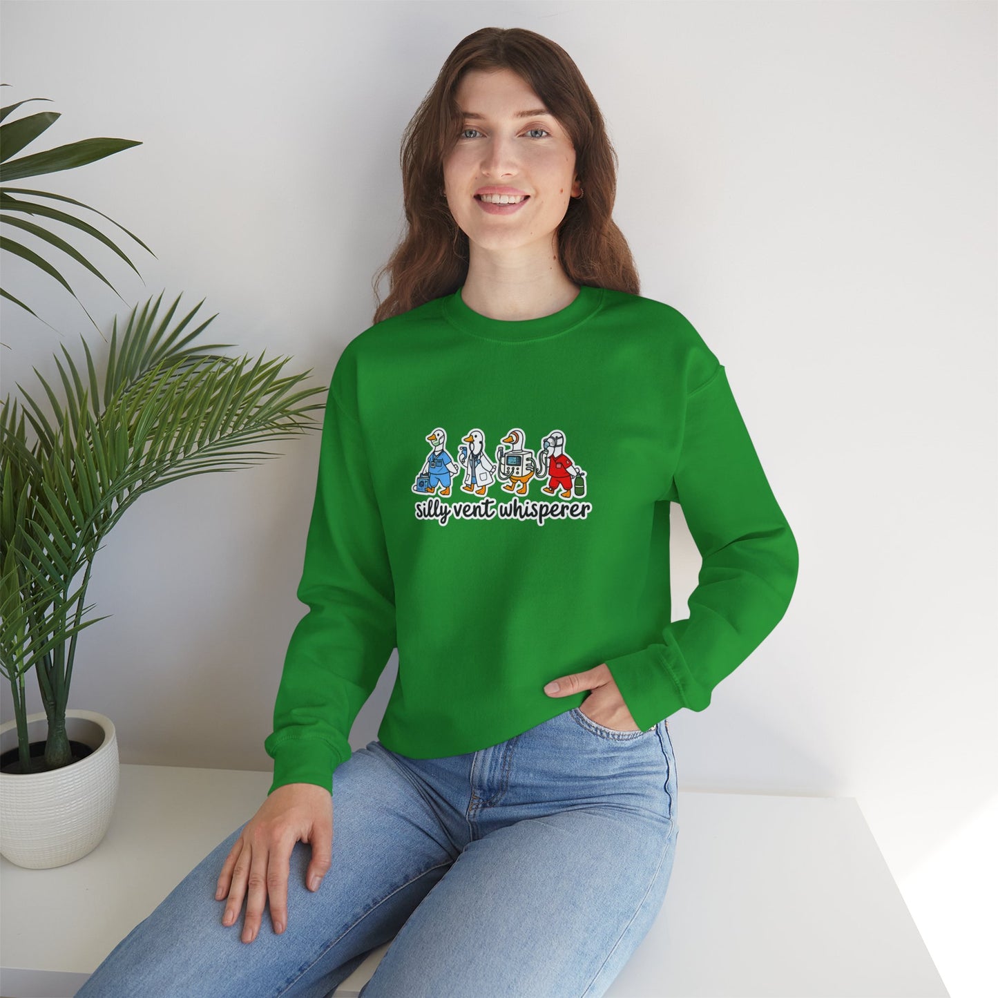 Crewneck Sweatshirt — "Silly Vent Whisperer" Cartoon Characters Graphic