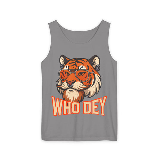 WhoDey Tiger Graphic Tank Top - Who Dey, Summer Vibes, Unisex Fashion, Festival Wear, Outdoor Activities, Gift Idea