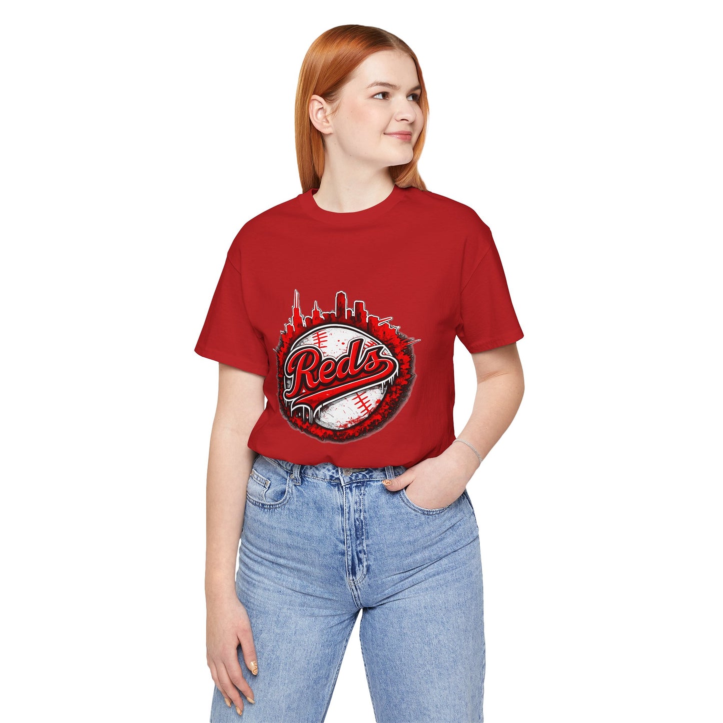 Reds Baseball Graphic Tee — City Skyline Baseball Design