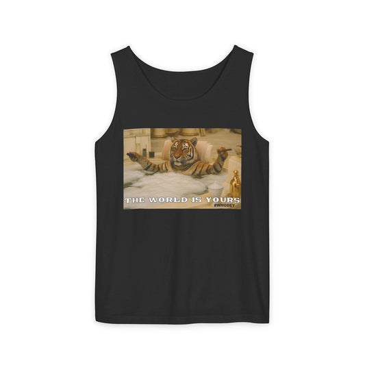 'The World Is Yours' Graphic Tee, Unisex Tank Top -  Casual Wear, Birthday Gift, Summer Style, Inspirational Apparel