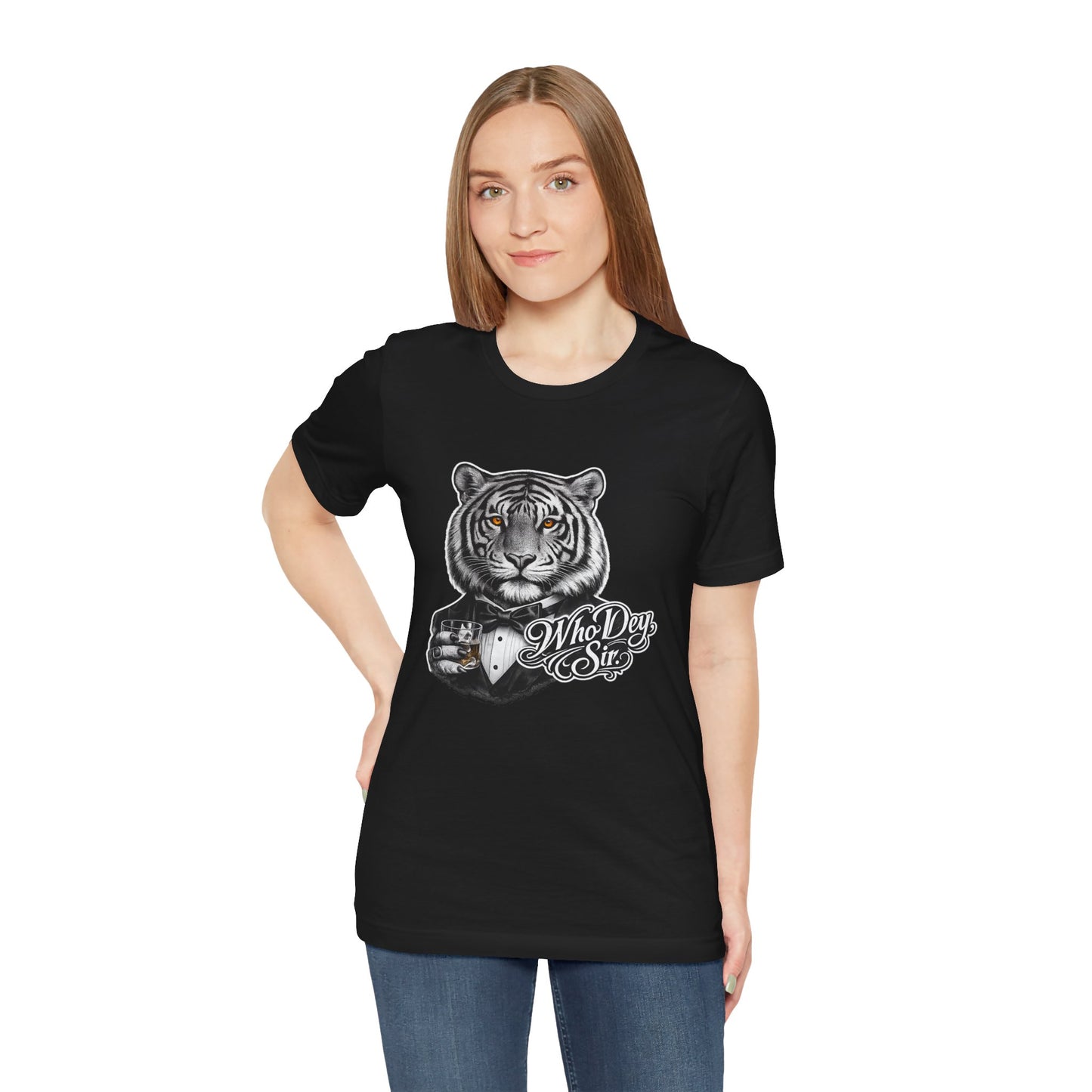Tiger Tuxedo Tee — "Who Dey Sir" Graphic Shirt for Bengals Fans
