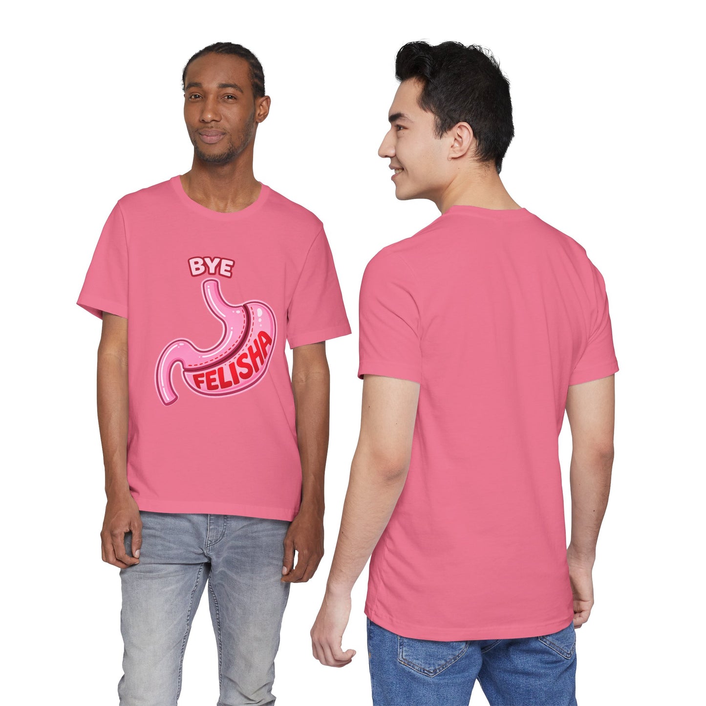 Bye Felisha Gastric Sleeve Stomach Graphic Tee — Funny Pink Cartoon Stomach T-Shirt