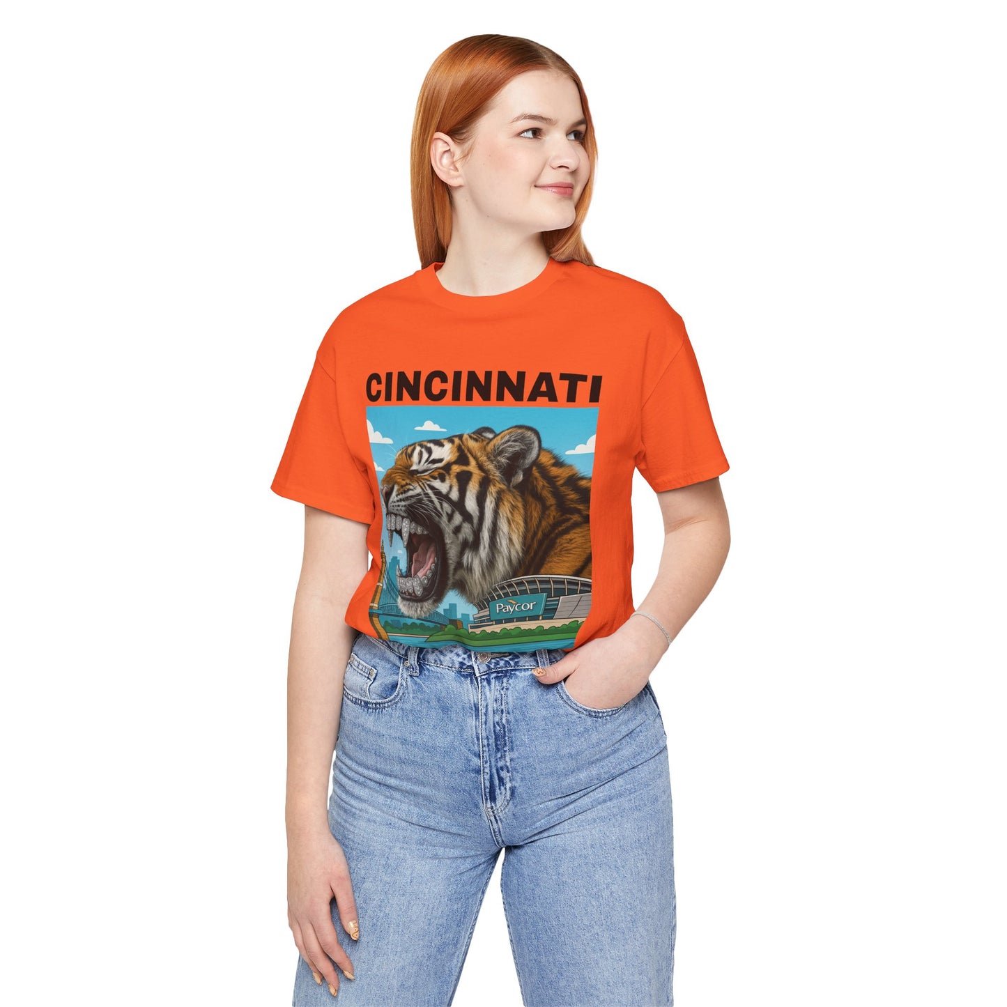 Iced Out Grillz Cincinnati Tiger Graphic T‑Shirt – Roaring City Skyline Tee