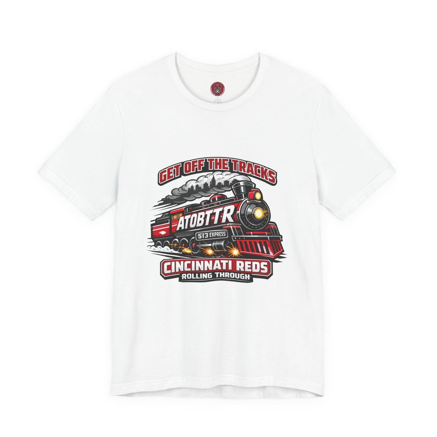 Cincinnati Reds Vintage Train "GET OFF THE TRACKS" Tee — Baseball Fan Shirt