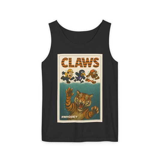 Claws Unisex Garment-Dyed Tank Top, Retro Graphic Tank, Summer Beachwear, Funny Gift for Animal Lovers, Unique Casual Wear