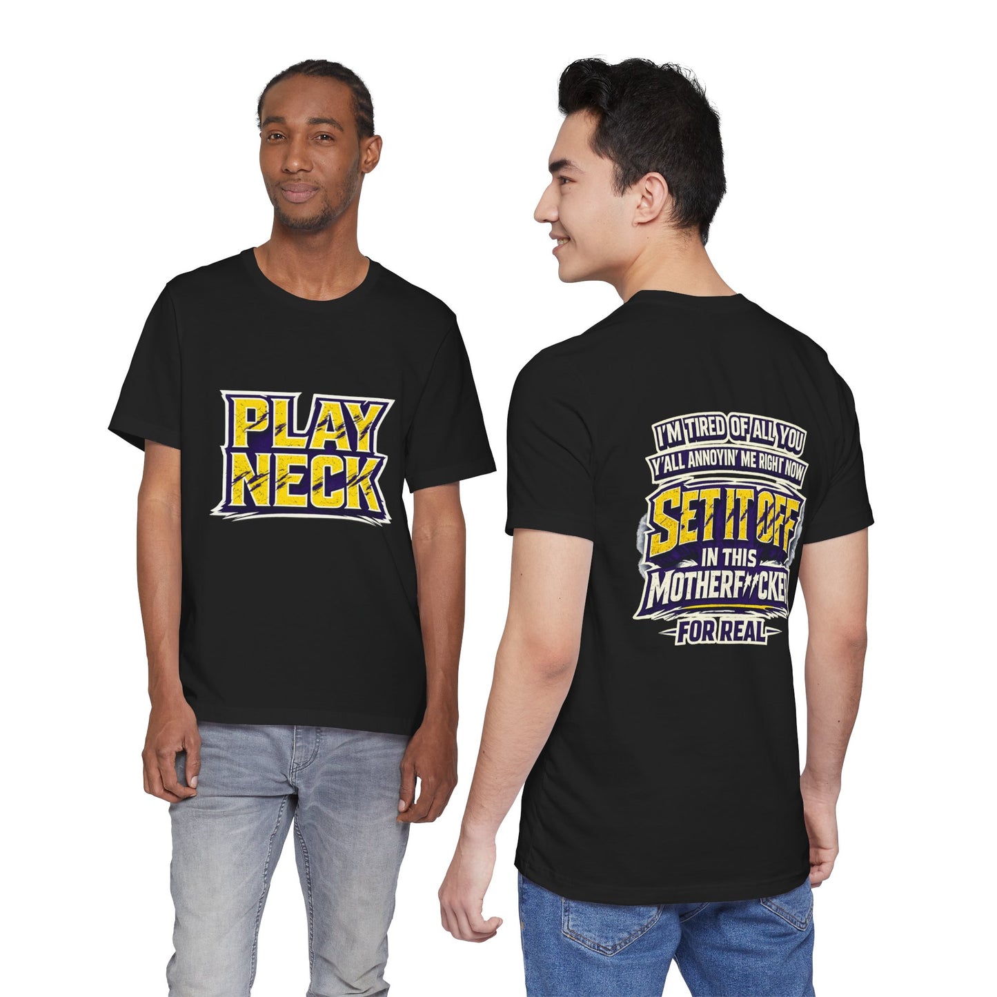 Play Neck Set it off Graphic Tee — Bold 'Set It Off' Band-Style Shirt